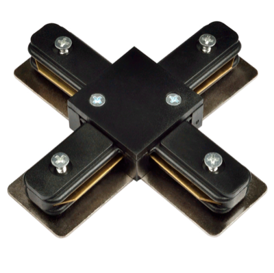 Соединитель для шинопроводов Х-образный. Однофазный. Черный