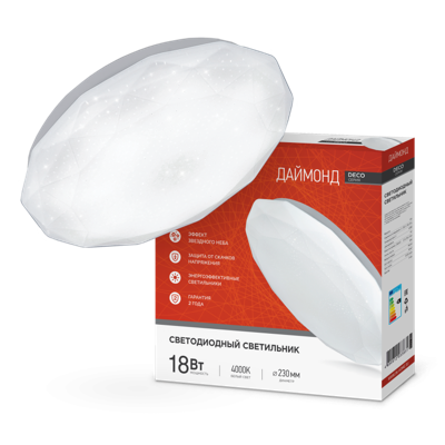 Светильник сд серии DECO 18Вт 230В 4000К 1170Лм 260х55мм ДАЙМОНД IN HOME