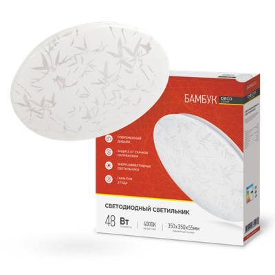 Светильник сд серии DECO 48Вт 230В 4000К 3120Лм 380х55мм БАМБУК IN HOME